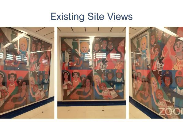 Photos of the painting on Rikers, from the presentation from the Brooklyn Museum.